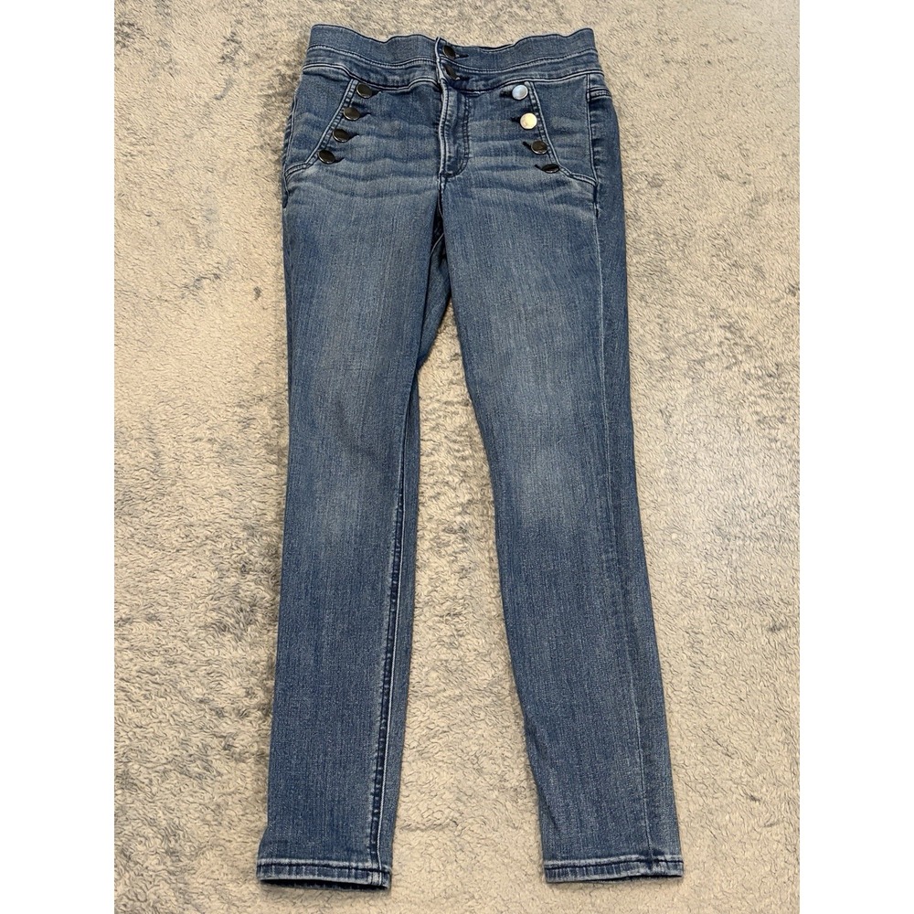 Express Jeans Womens 4R Denim Perfect Ankle Legging High Rise Sailor Buttons